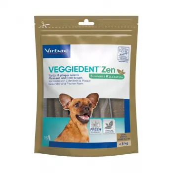 Suché tyčinky na zubnú hygienu psov VIRBAC VEGGIEDENT ZEN XS x15 pre malé psy, balenie 15 tyčiniek