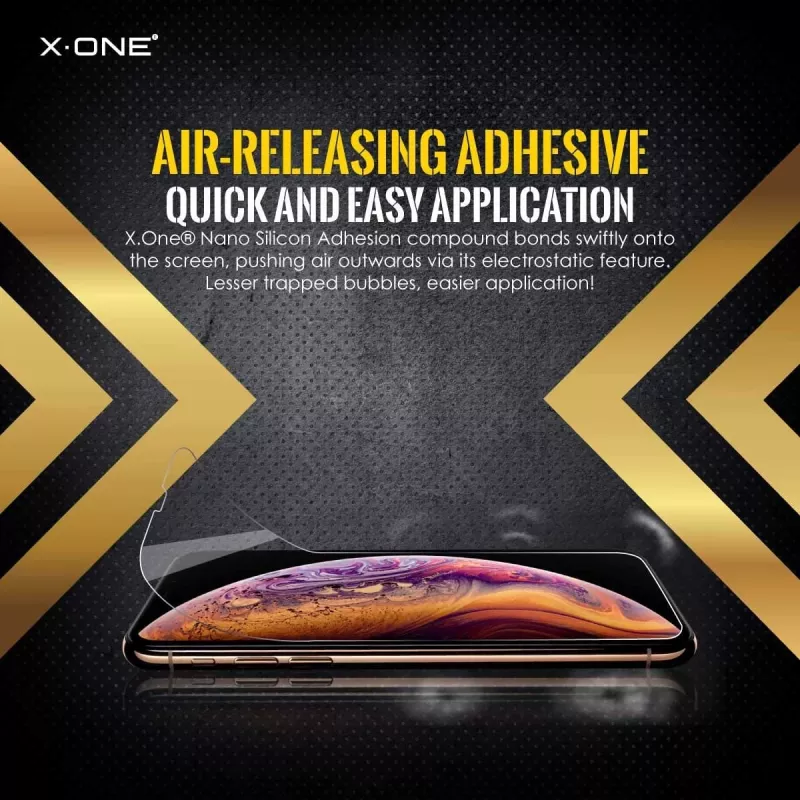 Ochranná fólia displeja X-ONE Extreme Shock Eliminator pre iPhone X — čierna, nárazuvzdorná, odolná