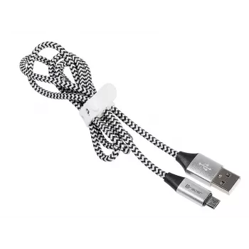 USB kábel Tracer TRAKBK46928 1m USB A Micro-USB B čierny strieborný