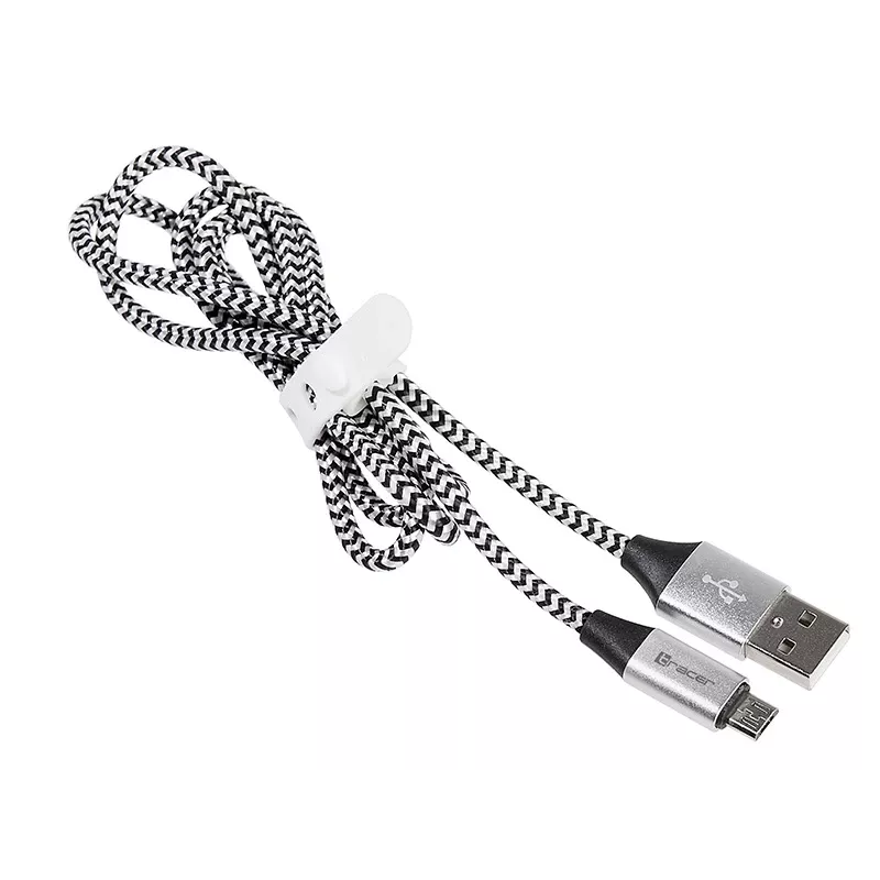 USB kábel Tracer TRAKBK46928 1m USB A Micro-USB B čierny strieborný