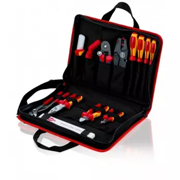 Knipex taška na náradie compact Electric – čierna – červená – polyester – 8 priehradiek – 410 mm – 290 mm – 60 mm (00 21 11)