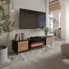 TV skrinka Cama Meble Volare 200 x 39 x 49 cm čierna/orech s krbom
