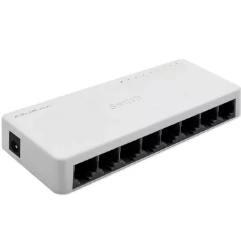 Sieťový switch QOLTEC 52246 — 8 x RJ45 portov, 100 Mbps