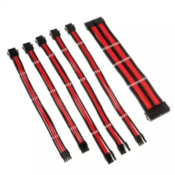 Spletaný kábel predlžovací kit Kolink Core Adept – 20+4pin, 8pin, 4+4pin, 3×6+2pin; dĺžky 300–350 mm; PET plášť; medené vodiče
