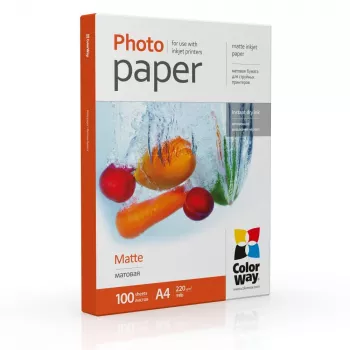 Matný fotografický papier ColorWay PM220100A4 220 g/m² A4 (210×297 mm) pre atramentové tlačiarne