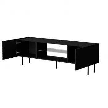 TV skrinka cama meble LUCCA 180x40x59 cm, čierna vrchná doska z drevotriesky, čierny rám