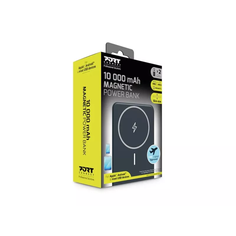 Port Designs 907005 powerbanka 10000 mAh bezdrôtové nabíjanie čierna