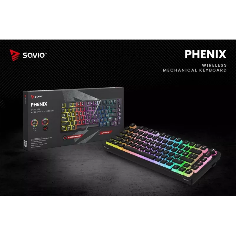 Herná klávesnica Savio SAVGK-PHENIX RED PUDDING mechanická RGB Wireless