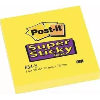 Post-It 654-S samolepiace lístočky štvorcové žlté 90 listov (654-S6 (1 BALENIE = 12 blokov))