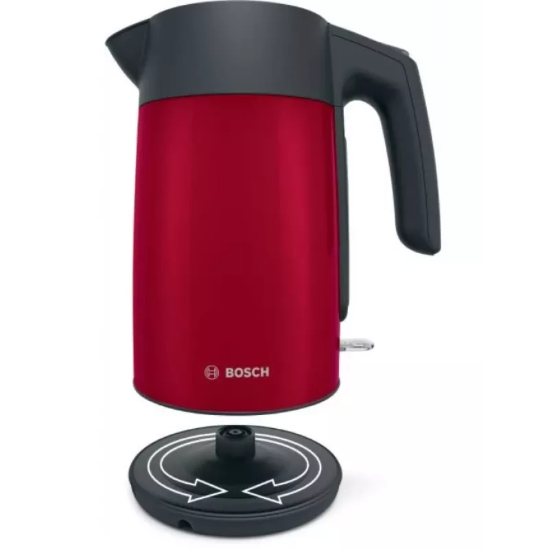Elektrická kanvica Bosch TWK7L464 – objem 1,7 L, 2400 W, červená, plastové telo