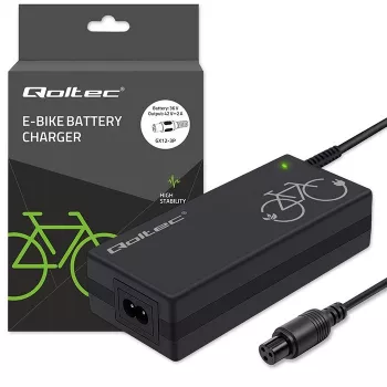 Nabíjačka pre e-bike QOLTEC 36V–42V 2A s 3-pinovým konektorom samec GX12