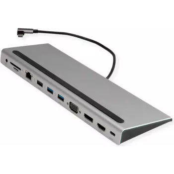 VALUE USB 3.2 Gen 2 Type-C multiport dokovacia stanica, 4K HDMI/DP, VGA, USB, čítačka kariet, PD, LAN, audio (12.99.1117)