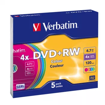 VERBATIM 43297 Verbatim DVD+RW slim Jewel Case 5 4.7GB 4x farba