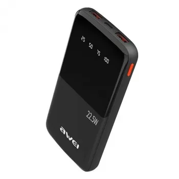 Awei PowerBank P10K 10000 mAh 22,5W čierna/čierna (10000mAh, 22W, 22,50Wh), powerbank, čierna