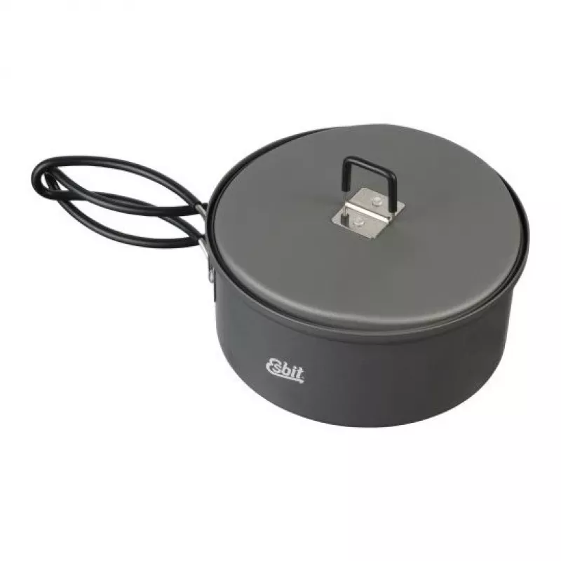ESBIT PT1100HA kempingový riad – hliníkový hrniec 1,1 l, Ø14,8 cm, 227 g, čierny