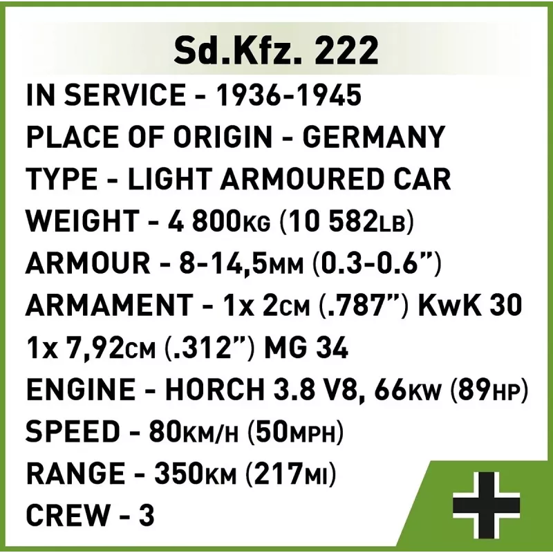 Cobi Blocks Sd.Kfz 222 stavebnica COBI-2657 — 502 kociek