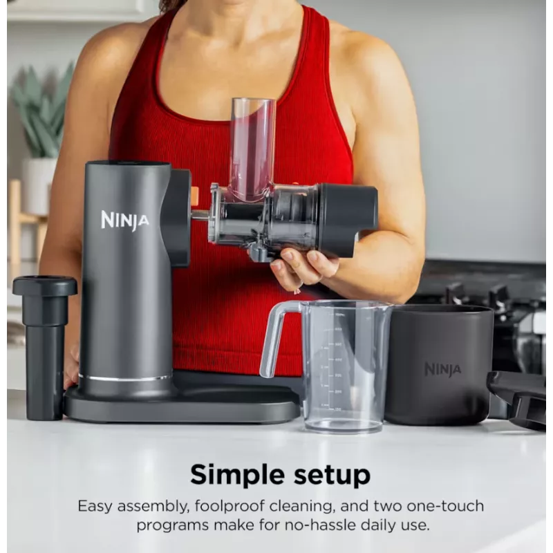 NINJA Cold Press Juicer | Neverclog JC151EU | typ odšťavovač za studena | sivý | 150 W | počet rýchlostí 1