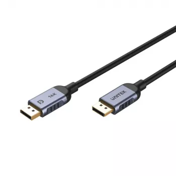DisplayPort kábel Unitek C1626GY01-1.5M – 1,5 m, DisplayPort 2.1, konektor samec na konektor samec, 360 Hz, 15360×8640, sivý