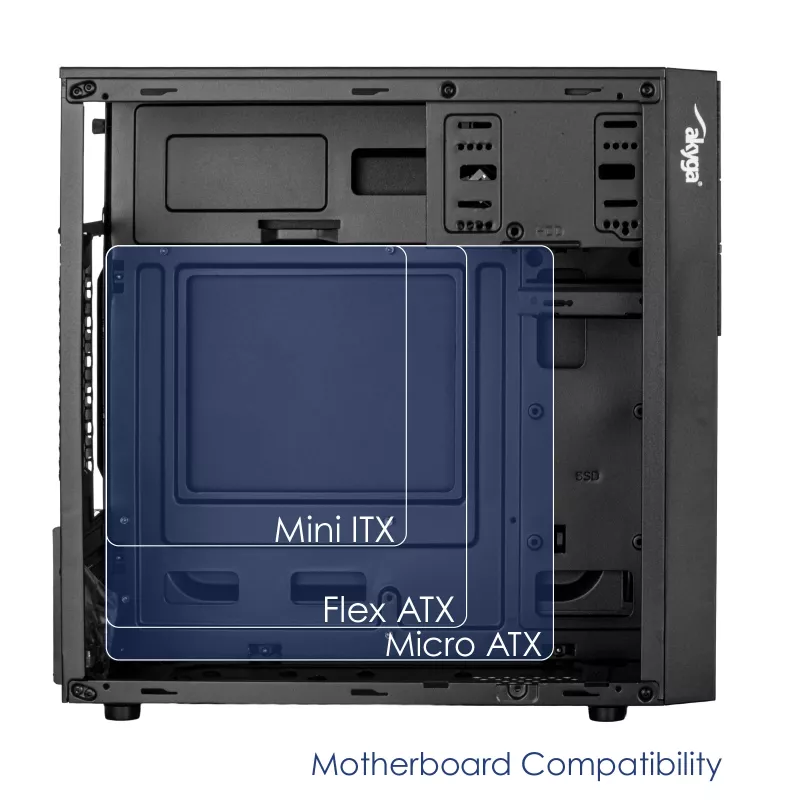 Akyga AK19BK Micro-Tower PC skriňa, Micro-ATX / Mini-ITX, USB-C + USB 3.0 + 2x USB 2.0, bez napájacieho zdroja, čierna