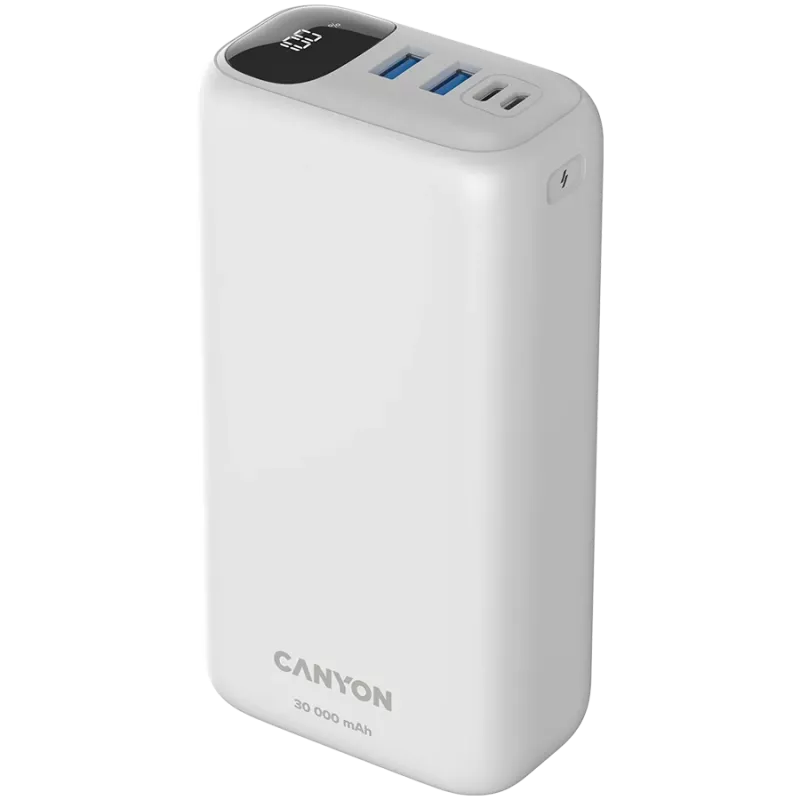 CANYON Powerbank PB-301 LED 30000 mAh PD 20W QC 3.0 biela