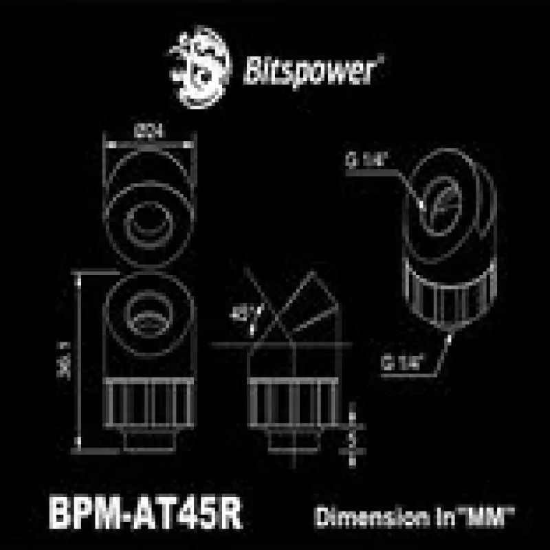 45° otočná prípojka BitsPower Artemis – arktická biela (BPM-AT45R-WH)
