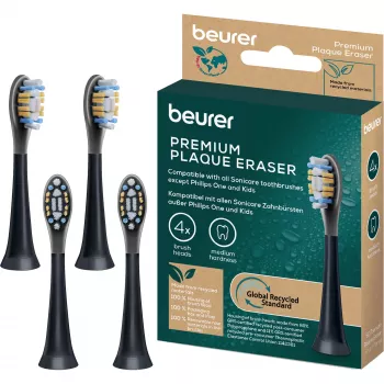 Beurer SC Premium Plaque Eraser Green Planet hlavice kefky, čierne, balenie 4 ks