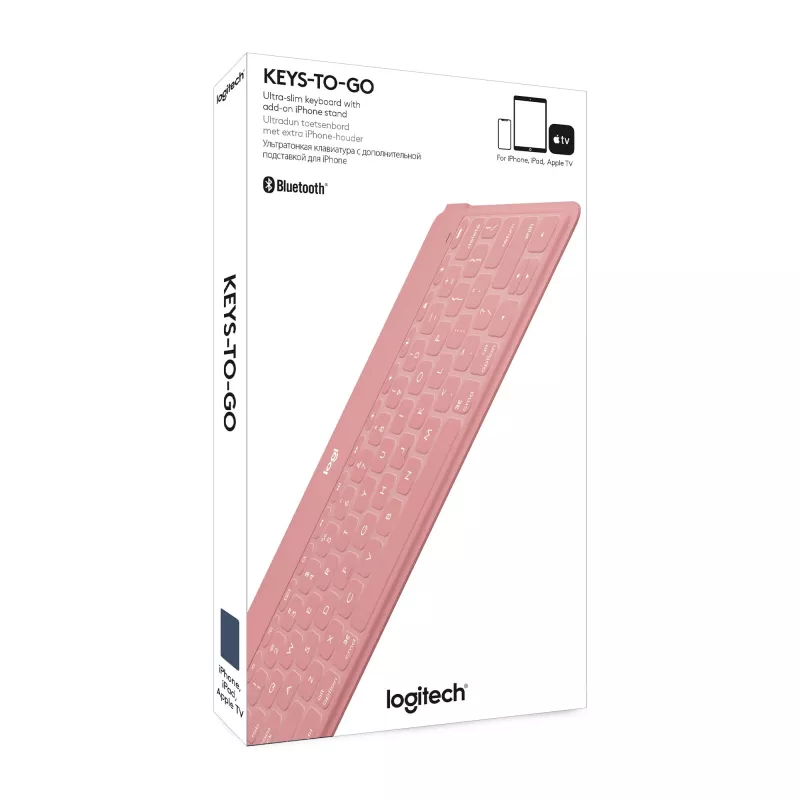 Logitech Keys-To-Go - klávesnica - Bluetooth - QWERTY - španielska - Blush Pink - pre Apple iPad/iPhone/TV