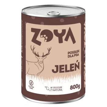 ZOYA jeleň mokré krmivo pre psov 800 g konzerva — kompletné krmivo pre dospelé psy s jeleňom, 11,4 % bielkovín, 7,2 % tuku, 75 % vlhkosti
