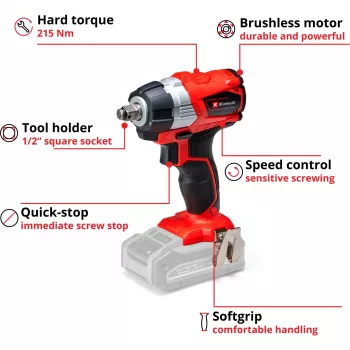 Rázový uťahovač Einhell TE-CW 18Li 1/2 palca 2900 ot/min 215 N⋅m