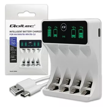 Nabíjačka batérií QOLTEC 50848 pre NiMH AAA (R03) a AA (R6) články s LCD displejom