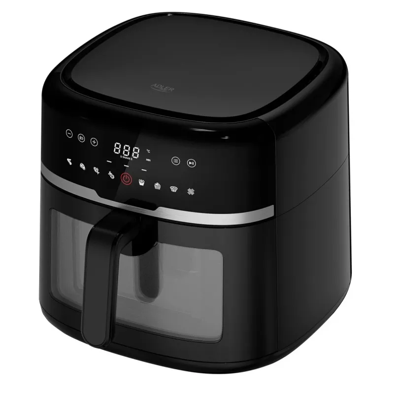 Adler AD 6318 teplovzdušná fritéza, 8 l, 2500 W, LCD displej, 9 programov, čierna