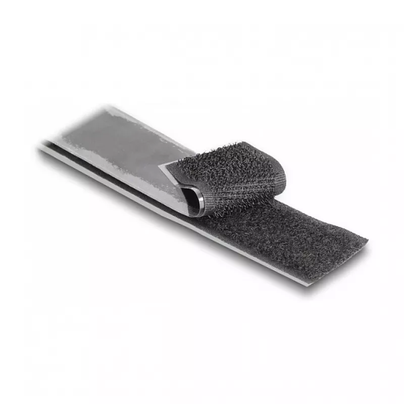 DeLOCK suchý zips vysokovýkonný samolepiaci 25 m x 25 mm čierny
