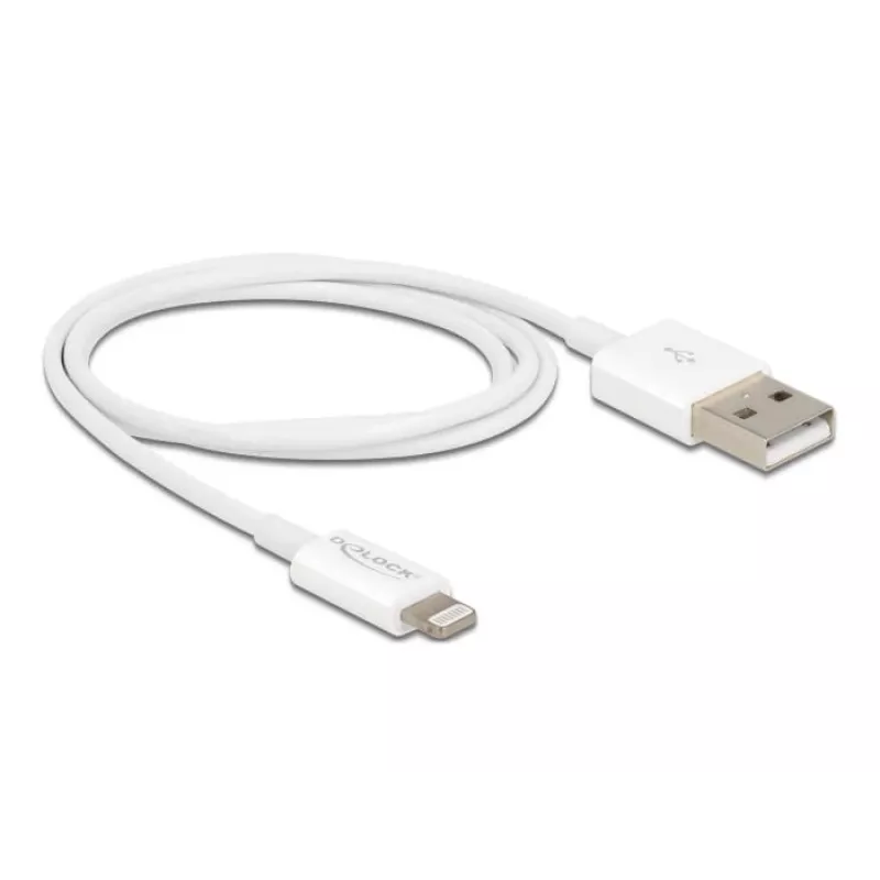 USB dátový a nabíjací kábel DeLOCK 83000 pre iPhone iPad iPod biely 1 m