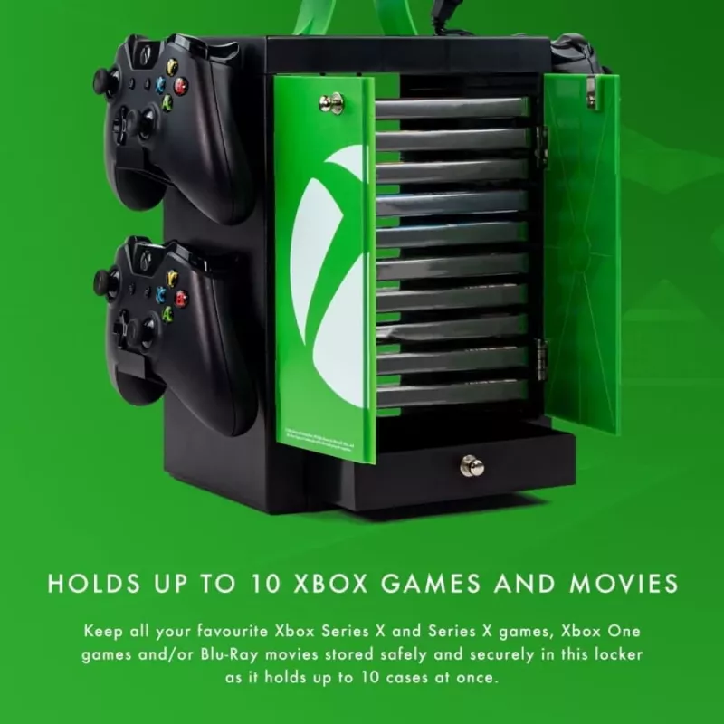Numskull Games Official Xbox Gaming Locker, držiak na disky pre hry, Xbox, čierny, káblový, 1 kus