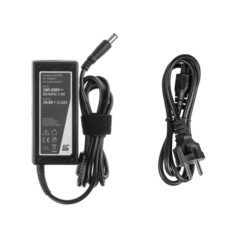 Green Cell AD07AP napájací zdroj AC adaptér pre Dell 19,5V 3,34A 65W / 7,4mm-5,0mm