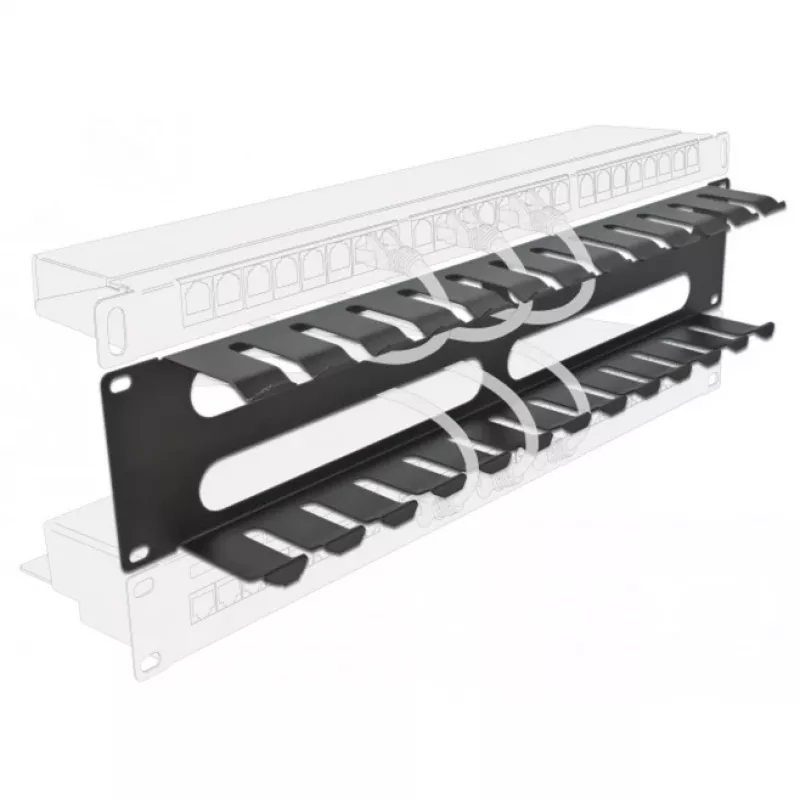 DeLOCK - panel na vedenie káblov pre rozvádzač - čierny - 2U - 48,3 cm (19) (66553)