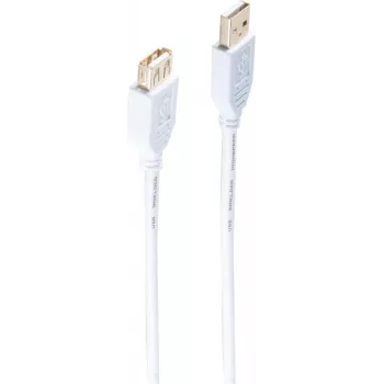 shiverpeaks ®-BASIC-S--USB predlžovací kábel, konektor Type-A samec na konektor Type-A samica, HIGH SPEED, pozlátené kontakty, USB 2.0, biely, 1,8 m (BS77122-W)