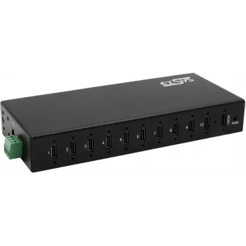 10-portový USB 3.2 Gen 2x1 hub Exsys EX-12270HMS, 79,5 W napájanie