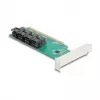 DELOCK PCIe x16 bifurkačná karta na 4× interné SFF-8643 NVMe, Low-Profile