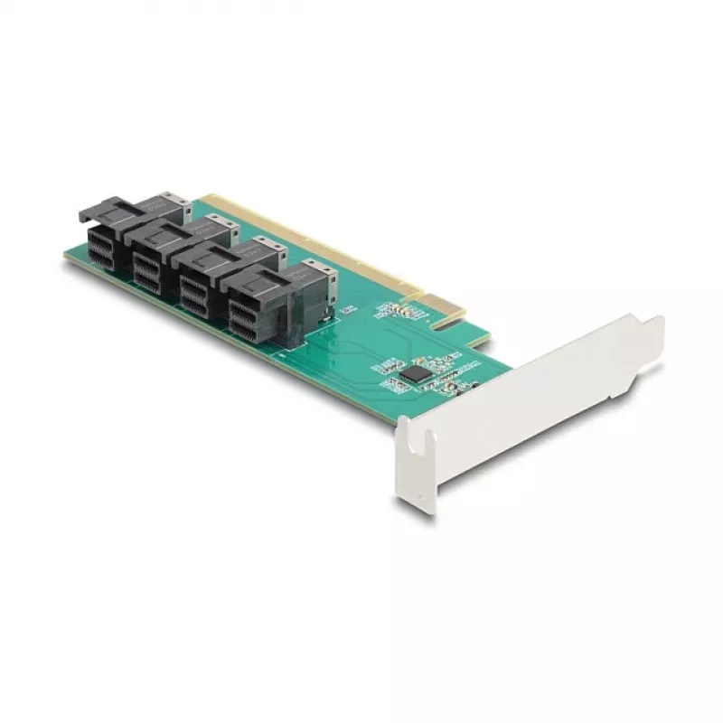 DELOCK PCIe x16 bifurkačná karta na 4× interné SFF-8643 NVMe, Low-Profile