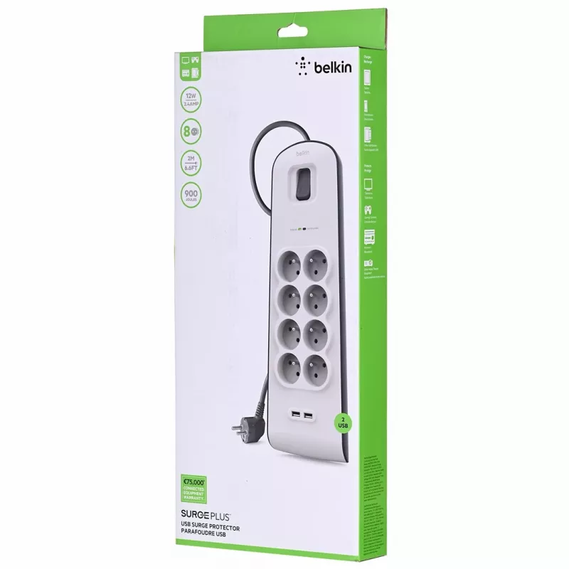 Prepäťová ochrana Belkin BSV804ca2M biela 8 AC zásuviek 2 m