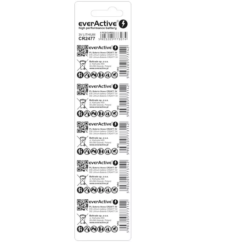 Lítium batéria everActive CR2477 – blister 5 ks