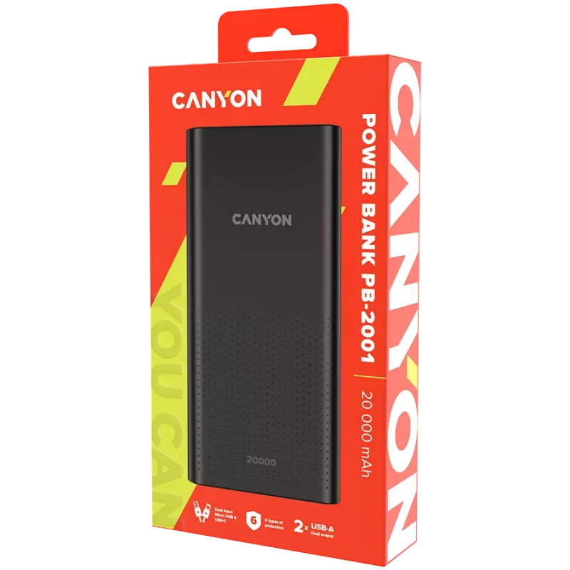 CANYON Powerbank PB-2001 20000 mAh čierna