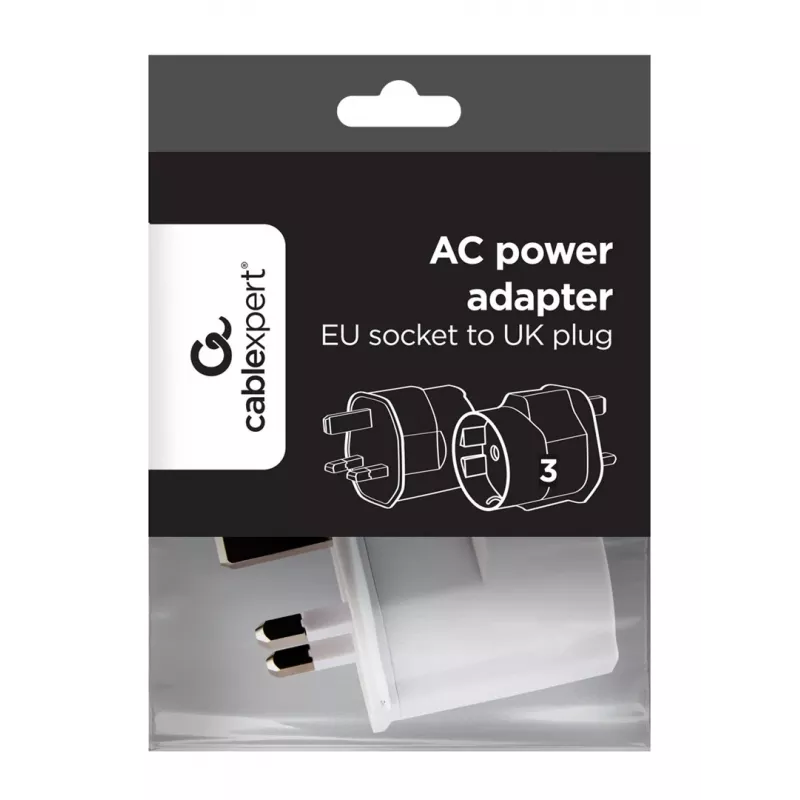 Gembird A-AC-EUFUKM-01 AC napájací adaptér, EU-Schuko zásuvka na UK konektor, 13 A