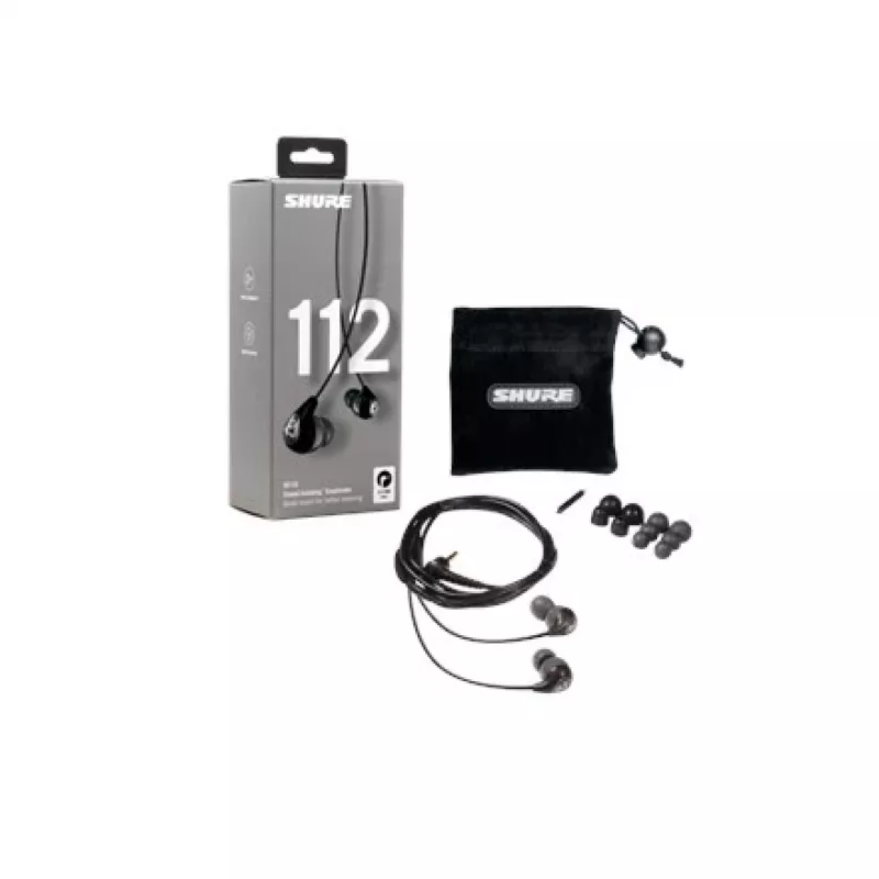 Shure SE112-GR káblové in-ear slúchadlá pre hovory/hudbu, čierna, sivá