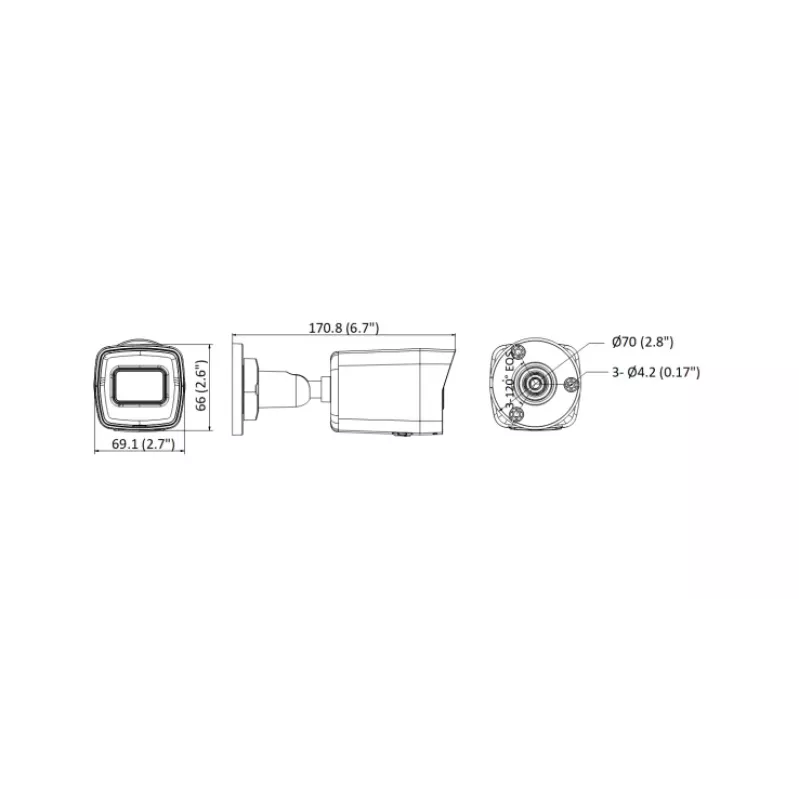 Hikvision DS-2CD1043G2-I (2,8 mm) bullet IP bezpečnostná kamera, do interiéru aj exteriéru, 2560 x 1440, 120 dB, drôtová, strop/stena
