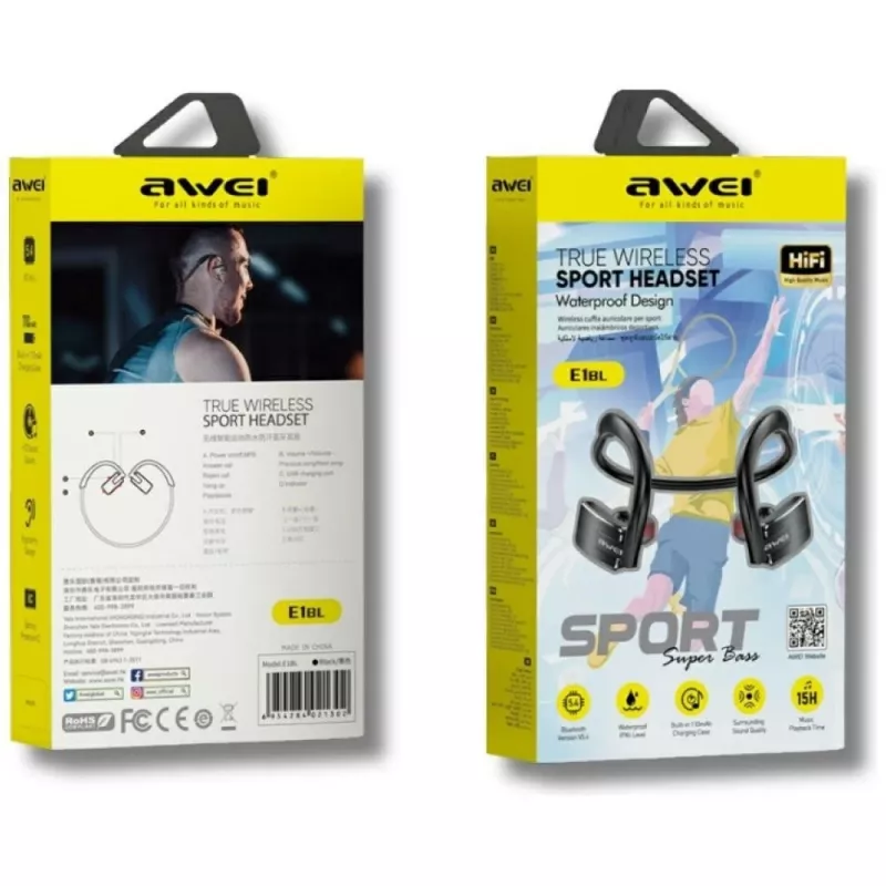 Bluetooth slúchadlá Awei E1BL Sport čierne