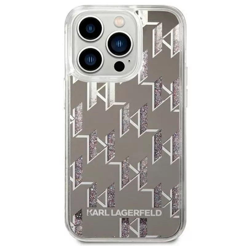 Karl Lagerfeld KLHCP14XLMNMS iPhone 14 Pro Max 6.7 hardcase strieborná / strieborná Liquid Glitter Monogram