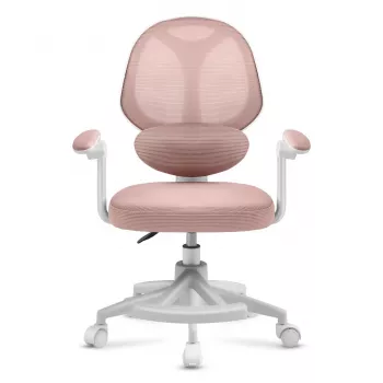 Detská otočná stolička mark adler Junior 4.5 Pink — sieťovaný chrbát, penová sedačka, výškovo nastaviteľná 40–50 cm, podrúčky, bedrová opierka, kolieska (otvorený obal)