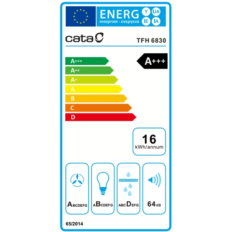 Vstavaný digestor CATA TFH 6830 GWH 600 m³/h biely dotykové ovládanie